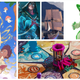 Images from new and upcoming RPGs. Clockwise from left: Fat Magic, Incantations, Monsterpocalypse, and The LOOP.